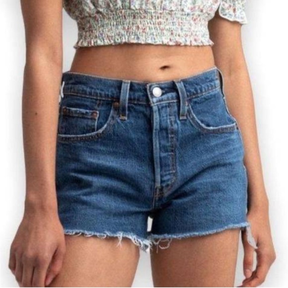 Levi's 501 Raw Hem High Rise Denim Shorts W30 EUC sz 30 - Picture 8 of 11